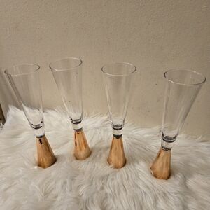 4 Rare Vintage Modern Wine Champagne Flute Glasses
